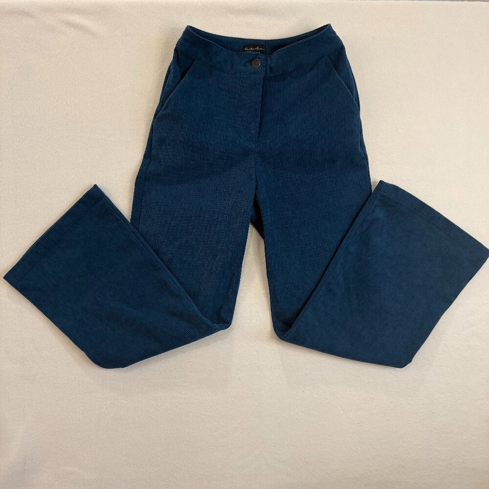Hunter & Brown Pants Women's XS Blue Teal Corduroy High Rise Wide Leg Polyester